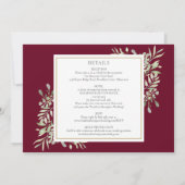 Burgundy Greenery All-in-One Photo Wedding Kaart (Achterkant)