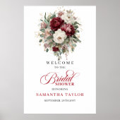 Burgundy Greenery Bridal Shower Welcome Poster (Voorkant)