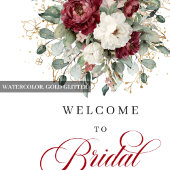 Burgundy Greenery Bridal Shower Welcome Poster