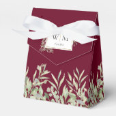 Burgundy Greenery Foliage Monogram Weddenschap Bedankdoosjes (Voorkant Zijde)