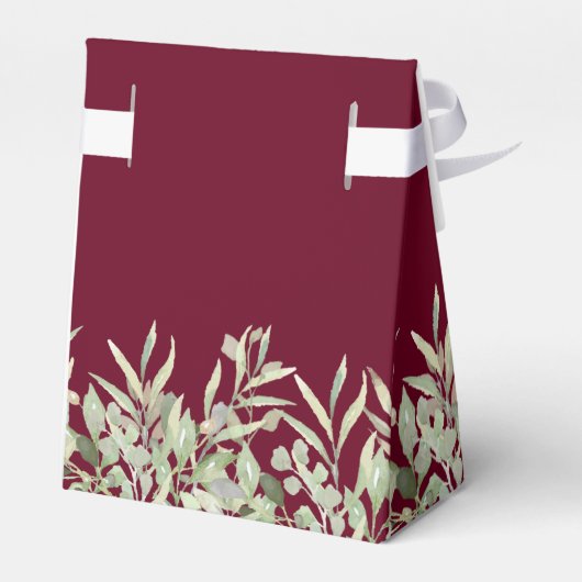 Burgundy Greenery Foliage Monogram Weddenschap Bedankdoosjes (Achterkant)