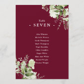 Burgundy Greenery Zitplattegrond Tafelnummer (Achterkant)