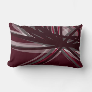 Burgundy & Grey Elegant Ribbons Lumbar Pillow Kussen