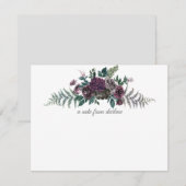 Burgundy Grey Green Waterverf Floral Monogram Notitiekaartje (Voorkant / Achterkant)