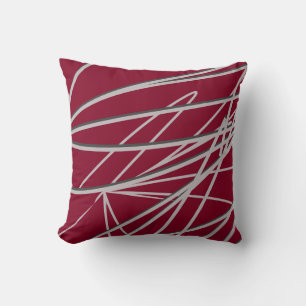 Burgundy & Grey Modern Elegant Abstract Kussen
