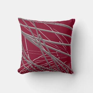 Burgundy & Grey Modern Elegant Abstract Kussen