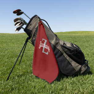 Burgundy Grijs Wit Monogram Persoonlijk Golfhanddoek