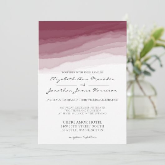 Burgundy Grijze Waterverf in één keer Kaart (Staand voorkant)