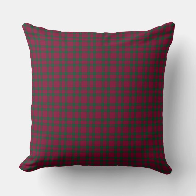 Burgundy groen geruit patroon kussen (Voorkant)
