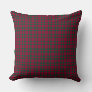 Burgundy groene ruitpatroon kussen