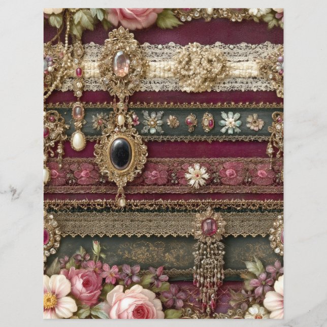 Burgundy groene streep Junk Journal scrapboek papi (Voorkant)