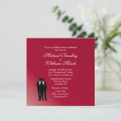 Burgundy Groom en Groom Gay Wedding Invitation Kaart (Staand voorkant)