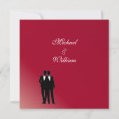 Burgundy Groom en Groom Gay Wedding Invitation Kaart (Achterkant)