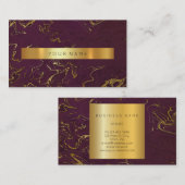 Burgundy Grungy Gold Marble Vip Visitekaartje (Voorkant / Achterkant)