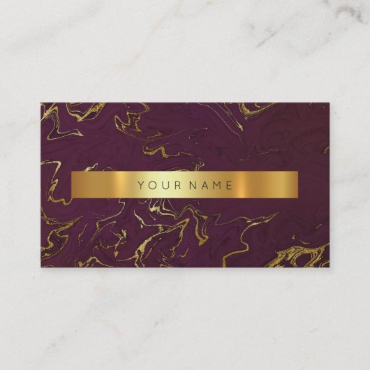 Burgundy Grungy Gold Marble Vip Visitekaartje (Voorkant)