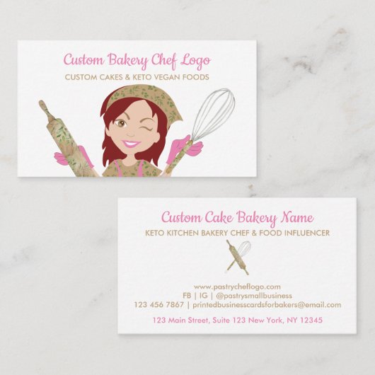 Burgundy Hair Eucalyptus Pastry Vegetarian Bakery Visitekaartje (Voorkant / Achterkant)