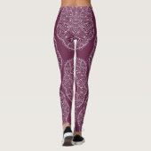 Burgundy Hand-draw Peace Mandala Leggings (Achterkant)