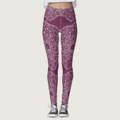 Burgundy Hand-draw Peace Mandala Leggings (Voorkant)