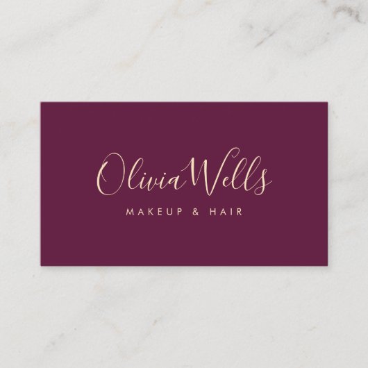 Burgundy Handgeschreven Script Social Media Iconen Visitekaartje (Voorkant)