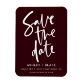 Burgundy Handwrite Calligraphy Save the Date Magneet (Verticaal)