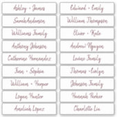 Burgundy Handwriters Manuscript Guest Names Labels (Voorkant)