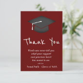 Burgundy Handwriting Pet en Tassel Afstuderen Bedankkaart (Staand voorkant)
