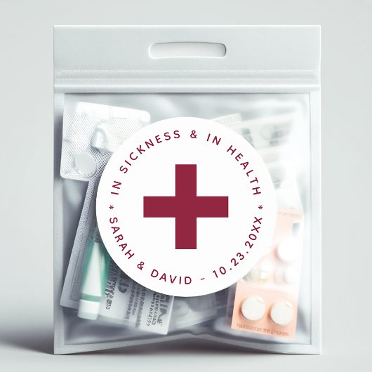 Burgundy Hangover Kit in ziekte en gezondheid Ronde Sticker