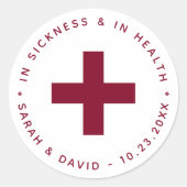 Burgundy Hangover Kit in ziekte en gezondheid Ronde Sticker (Voorkant)