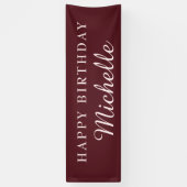 Burgundy Happy Birthday Name Spandoek (Verticaal)
