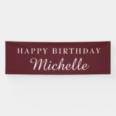 Burgundy Happy Birthday Name Spandoek (Horizontaal)