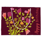 Burgundy Happy Birthday Paper Canvas tas Groot Cadeauzakje (Achterkant)