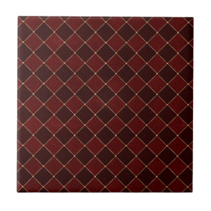 Burgundy Harlequin Rhombuses Effect Geometric Tegeltje