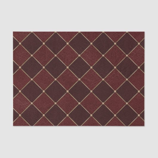 Burgundy Harlequin Rhombuses Leather Effect Tissuepapier (Voorkant)