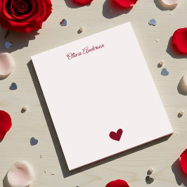 Burgundy Hart Valentijnsdag Persoonlijke Naam Notitieblok