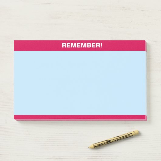 Burgundy Header op Light Blue-herinner opmerking Post-it® Notes (Op bureau)