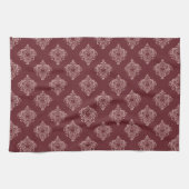 Burgundy Heart Damask Kitchen Towels Theedoek (Horizontaal)