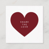 Burgundy Heart Minimalist Share the Love Aanbevelingskaartje (Voorkant)
