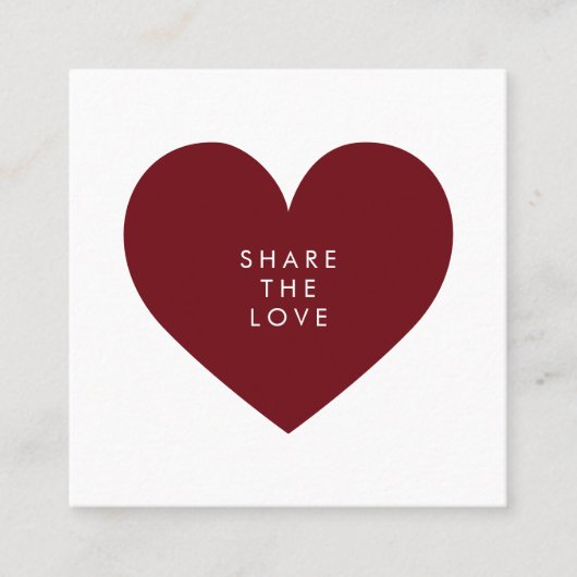 Burgundy Heart Minimalist Share the Love Aanbevelingskaartje (Voorkant)