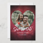 Burgundy Heart-Shaped Photo Save the Date Wedding Kaart (Voorkant)