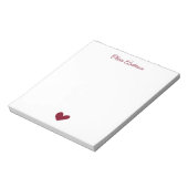 Burgundy Heart  Valentines Day Personalized Name Notitieblok (Linkerzijde)