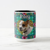 Burgundy heart with flowers and golden rays tweekleurige koffiemok (Center)