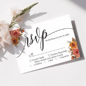 Burgundy Herfst Autumn Floral Wedding RSVP Kaart