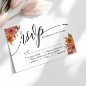 Burgundy Herfst Autumn Floral Wedding RSVP Kaart