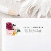 Burgundy herfst bloem retouradres etiket (Insitu)