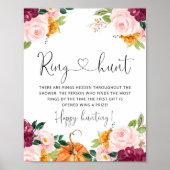 Burgundy herfst bloem ring jacht bruidsdouche spel poster (Voorkant)