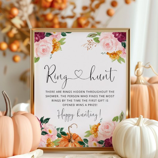 Burgundy herfst bloem ring jacht bruidsdouche spel poster
