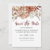 Burgundy Herfst Boho Floral Save the Date Invitati Kaart (Voorkant)