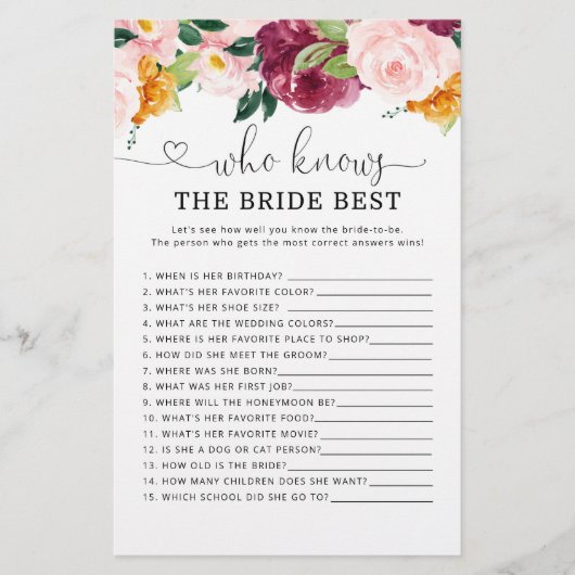 Burgundy herfst die het beste bruidespel kent (Voorkant)