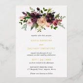 Burgundy Herfst Floral Elegant Wedding Folie Uitnodiging (Voorkant)