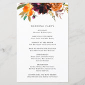 Burgundy Herfst Floral Rustic Wedding Programme (Achterkant)